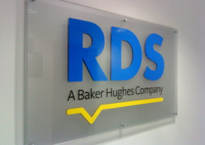Office Acrylic Sign - Frosted Vinyl Graphics to rear