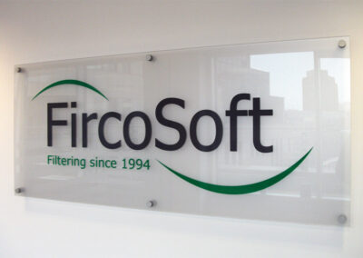 Office Acrylic Sign - Vinyl Graphics to rear