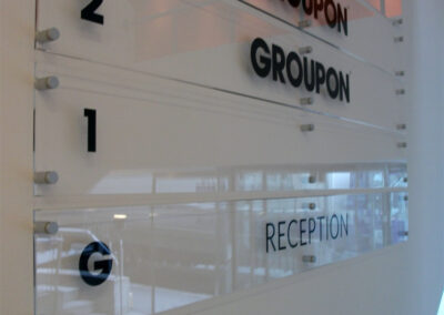 Clear Acrylic Signs with cut vinyl graphics to rear