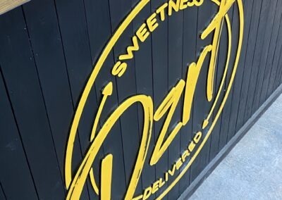 Sign on counter front